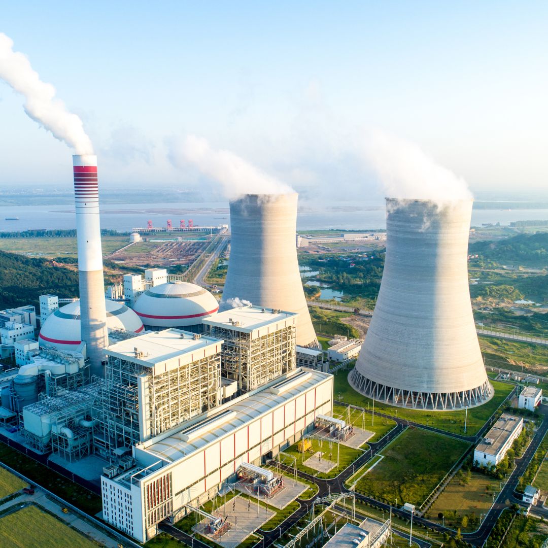 aerial view of a power plant
